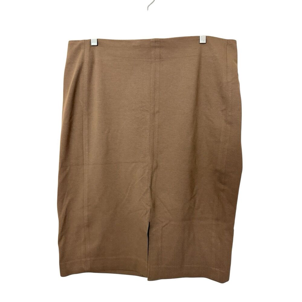 MM LAFLEUR Skirt Straight Pencil Plus Sz +1 Brown Viscose Nylon Stretch Office